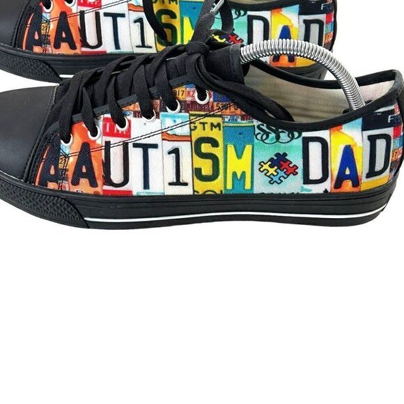 Autism Dad's Custom Shoes Men's Size 10 (43) License Plate Graphic Multi-Color # - Picture 3 of 10
